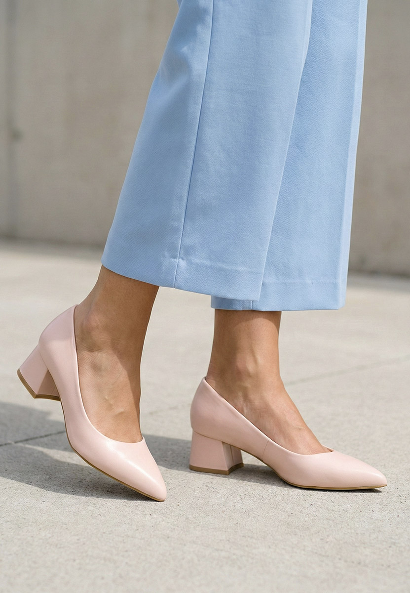 Pantofi cu toc mic Alleva V2 nude