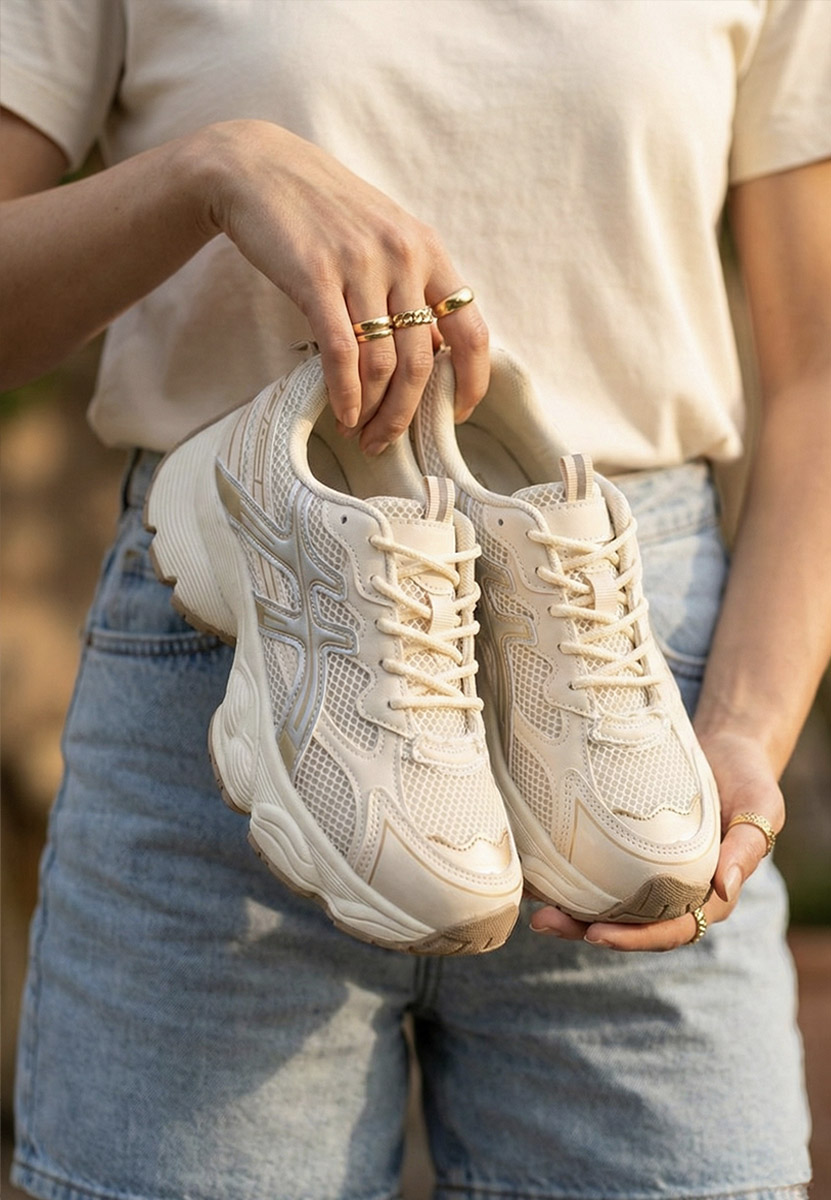 Sneakers cu platforma Kaliora bej