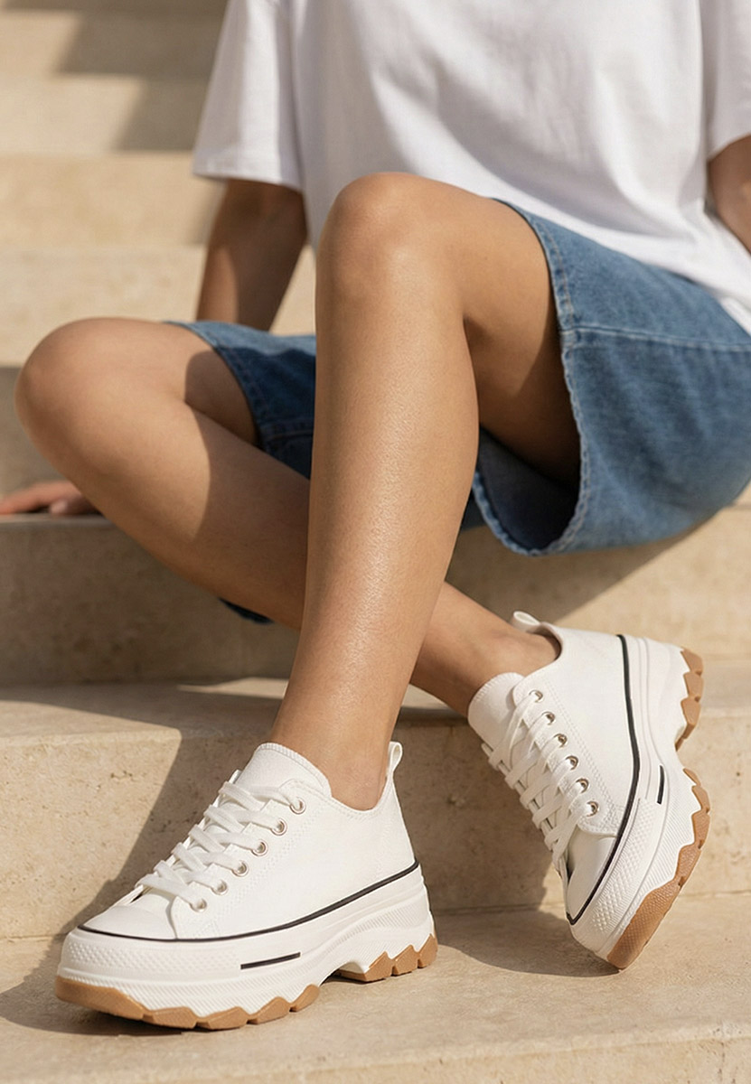 Tenisi cu platformă Raviana V4 albi