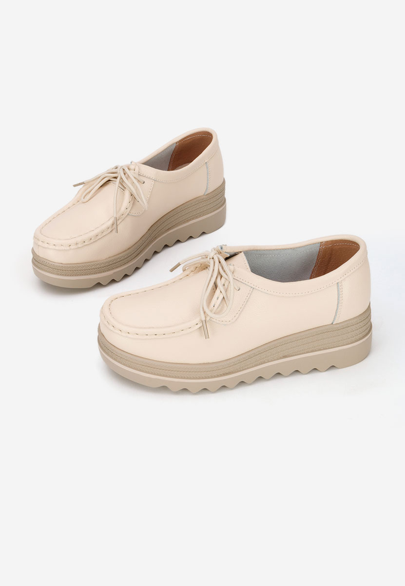 Mocasini dama cu platforma Evelinia bej
