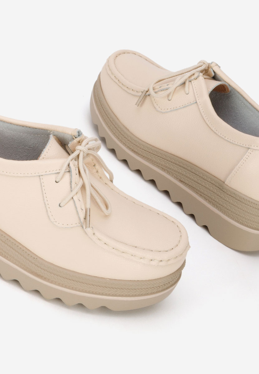 Mocasini dama cu platforma Evelinia bej