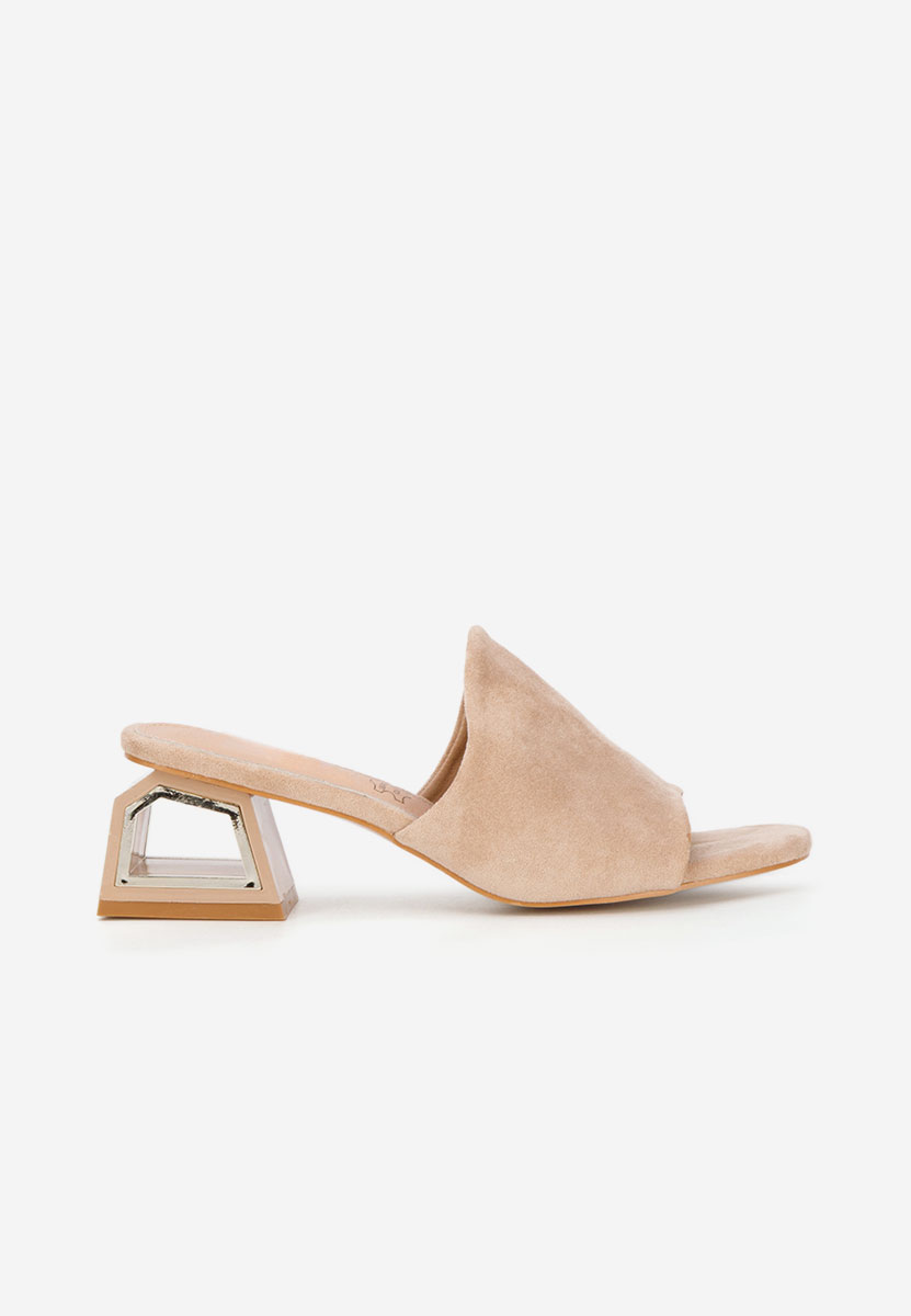 Papuci cu toc gros Alesandria kaki