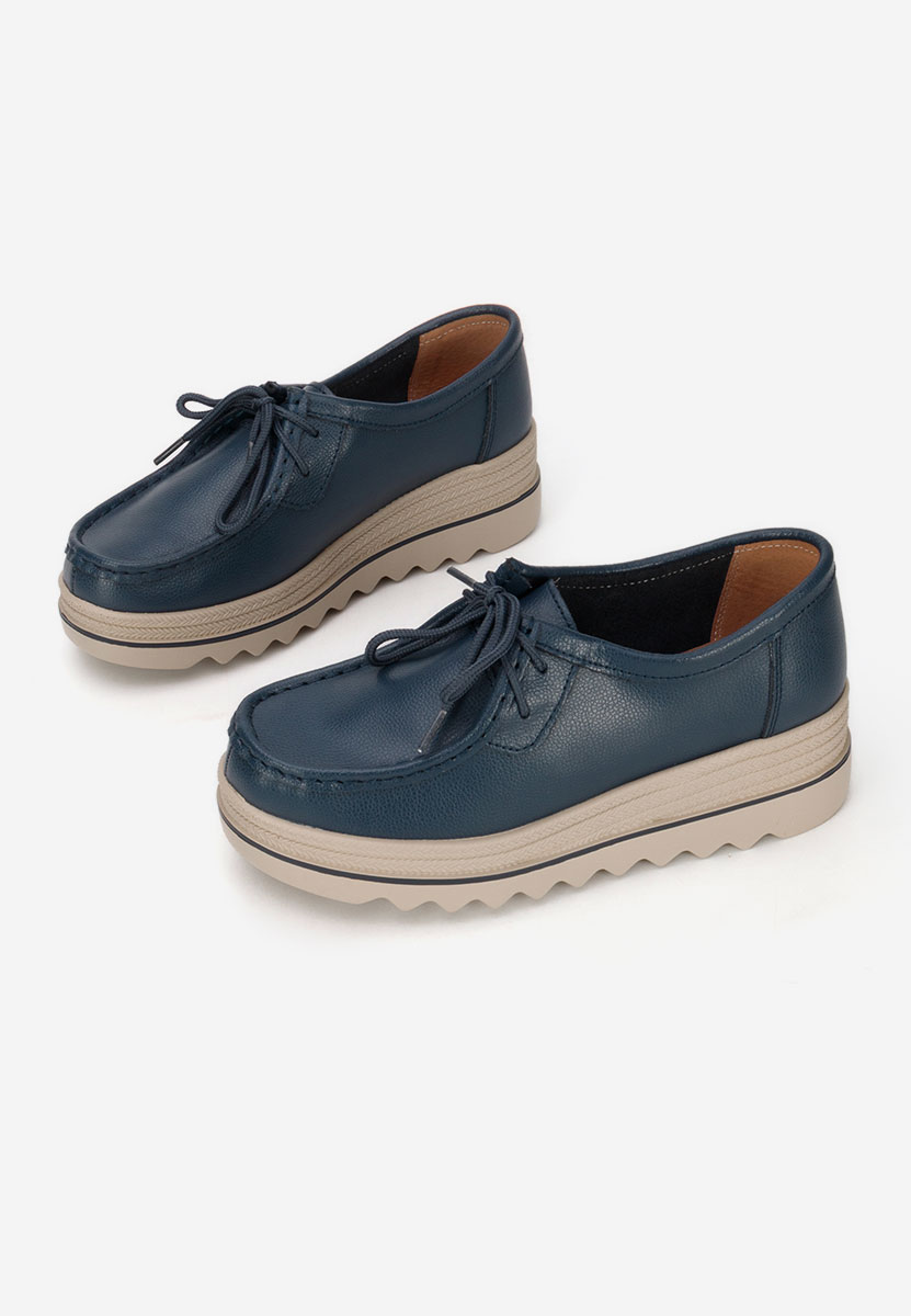 Mocasini dama cu platforma Evelinia navy