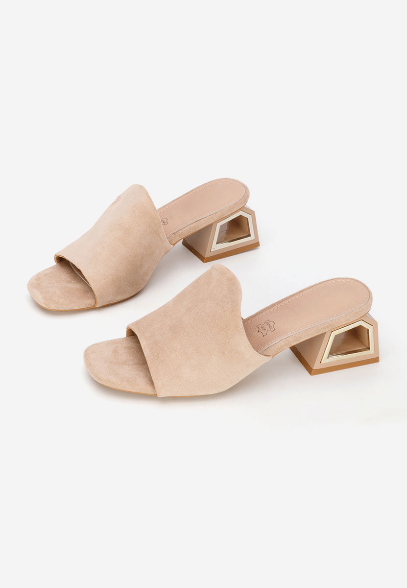 Papuci cu toc gros Alesandria kaki