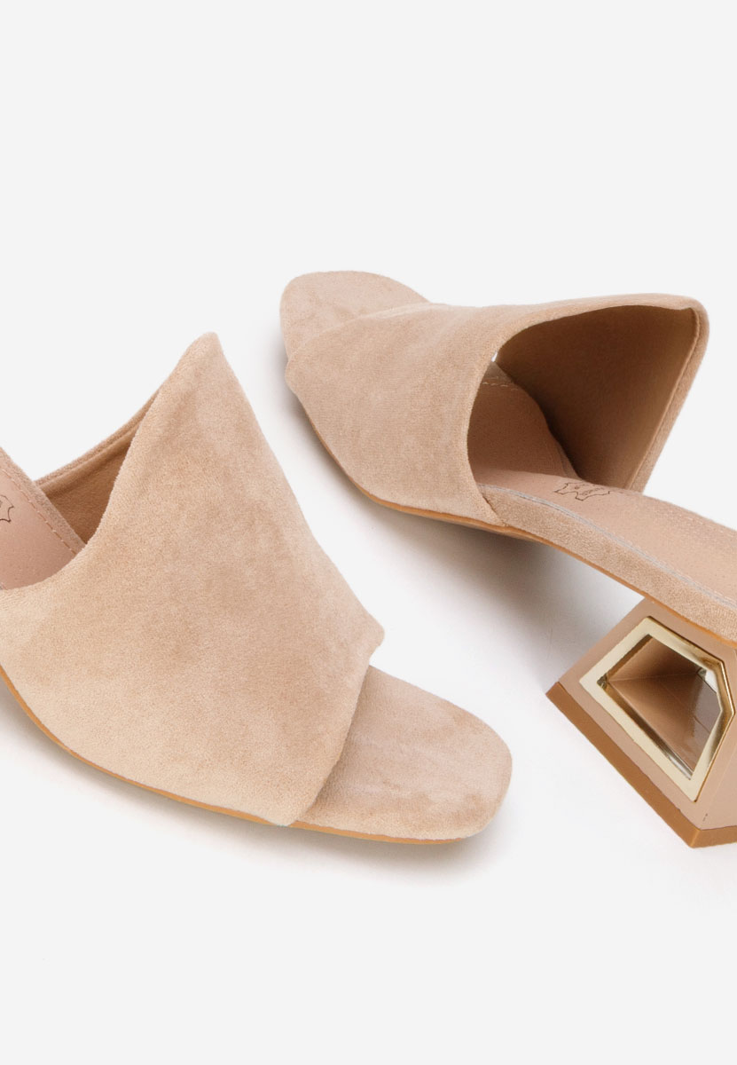 Papuci cu toc gros Alesandria kaki