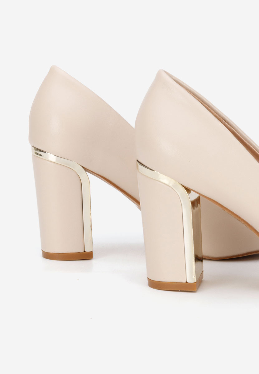 Pantofi cu toc gros Geoana bej