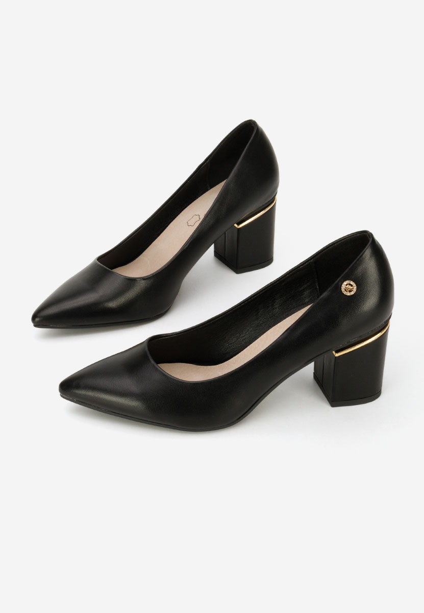 Pantofi cu toc gros Cezaria negri