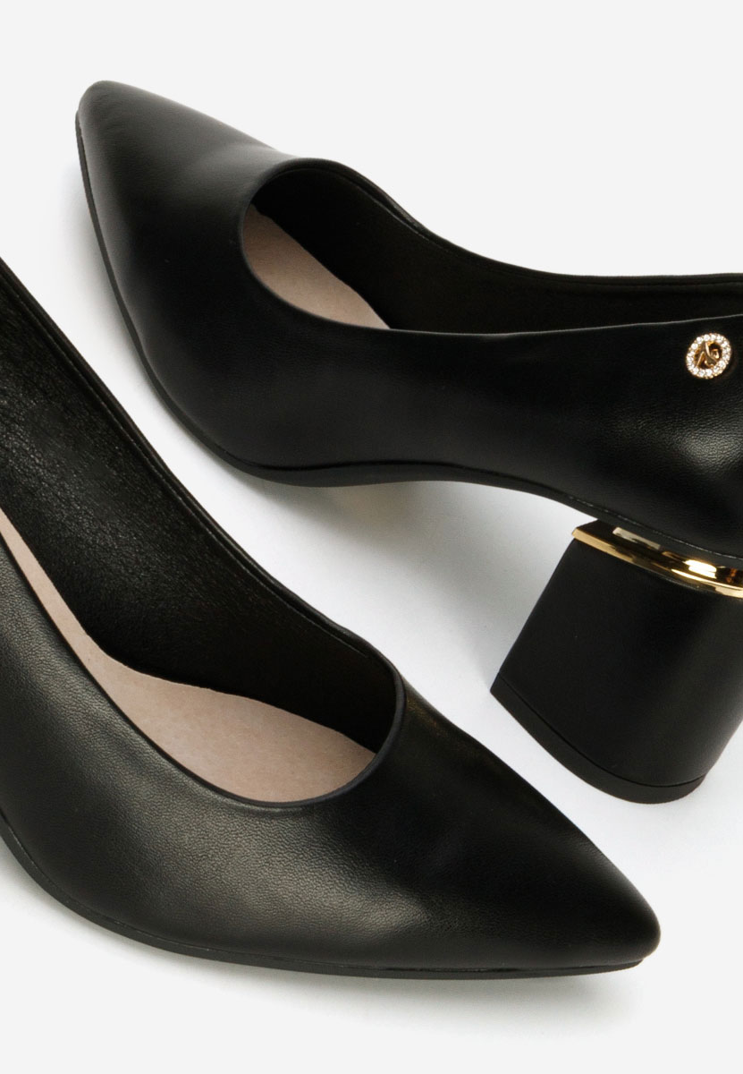 Pantofi cu toc gros Cezaria negri