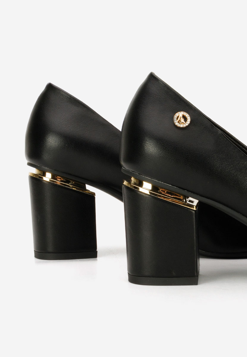 Pantofi cu toc gros Cezaria negri