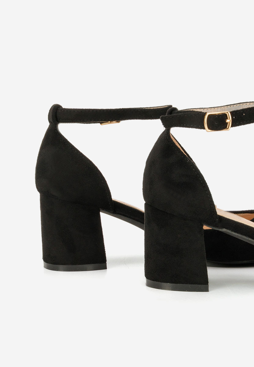 Pantofi cu toc gros Elrosa negri