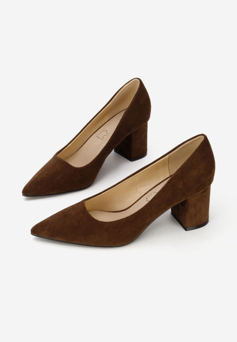Pantofi cu toc gros Jolenia maro