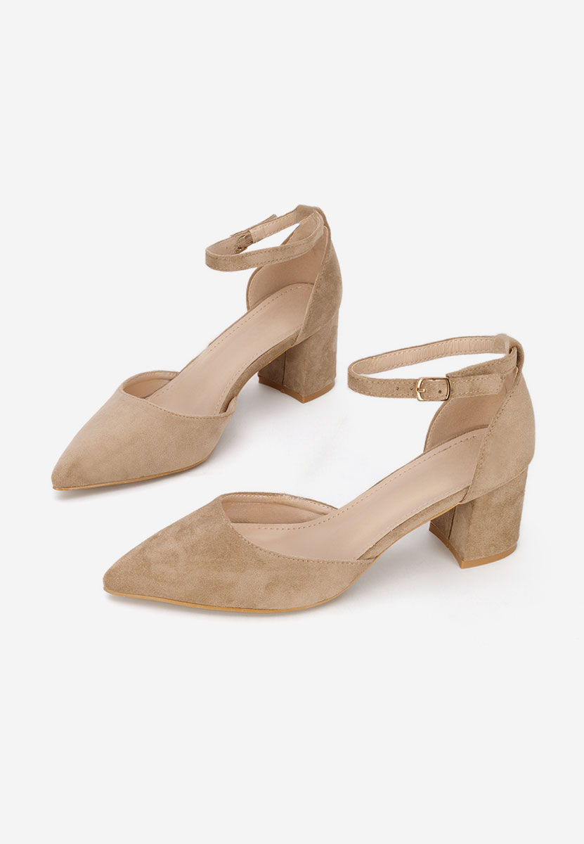 Pantofi cu toc gros Elrosa kaki