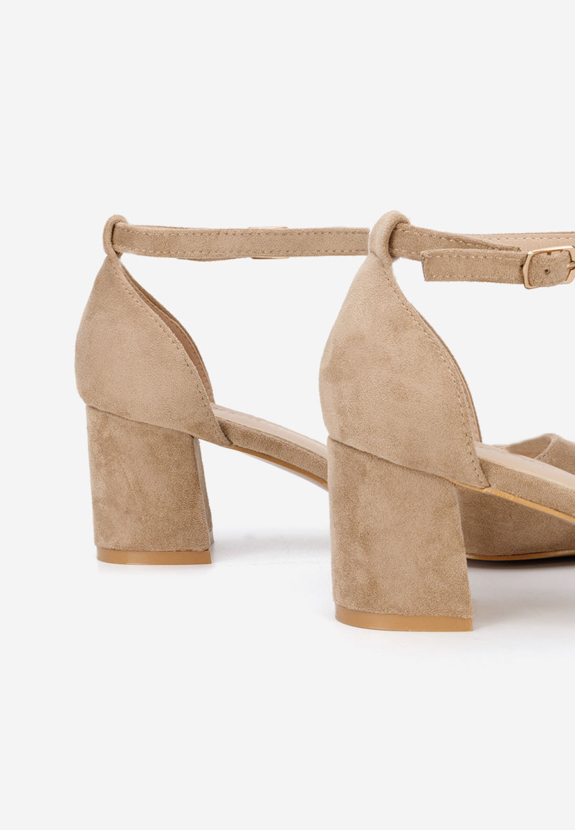 Pantofi cu toc gros Elrosa kaki