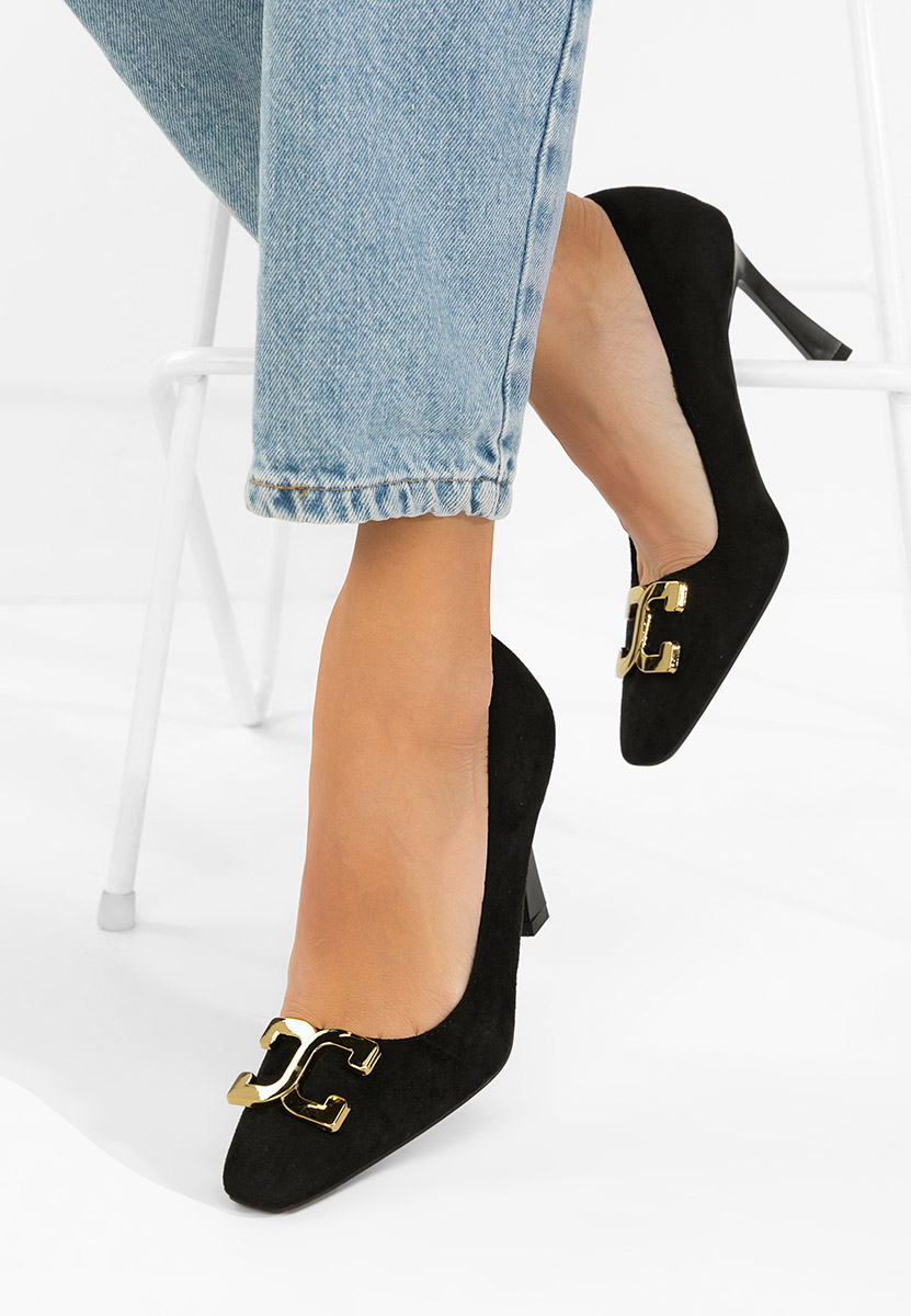 Pantofi cu toc subtire Cenia negri