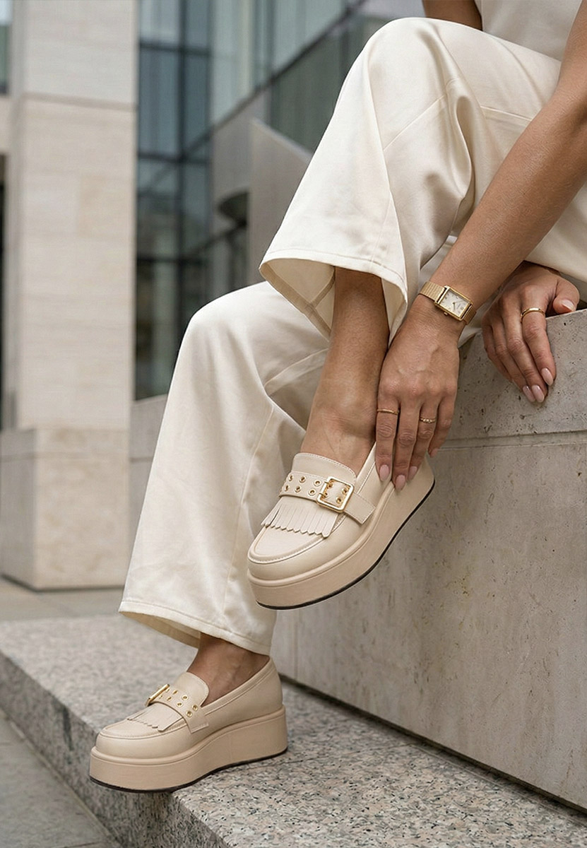 Mocasini cu platforma Magie bej