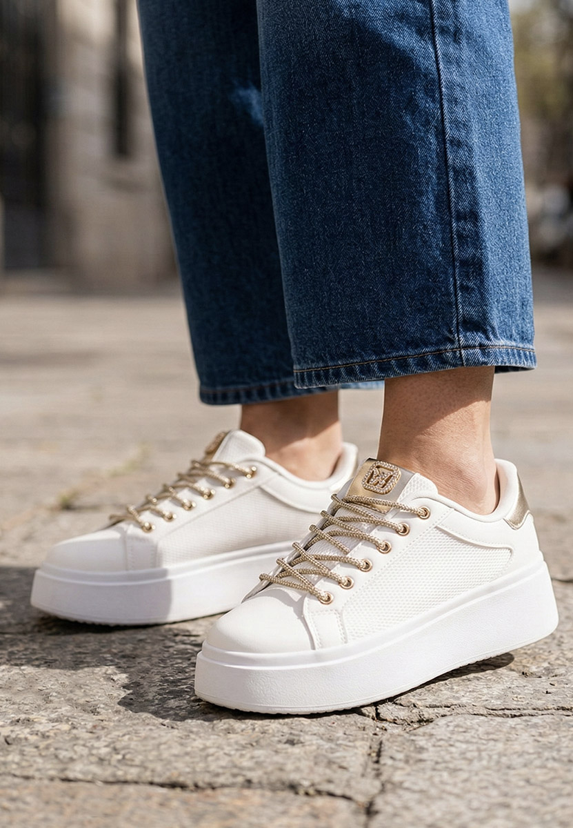 Sneakers cu platforma Shauna albi