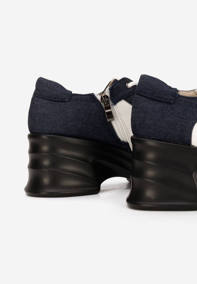 Mocasini cu toc si platforma Manilla albi