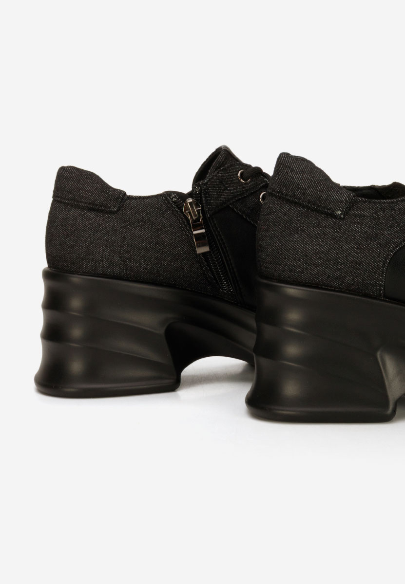 Mocasini cu toc si platforma Manilla negri