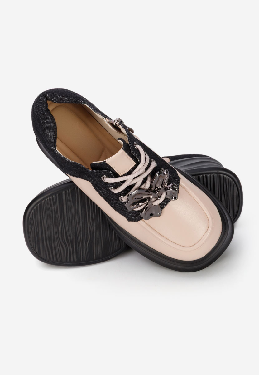 Mocasini cu toc si platforma Manilla bej