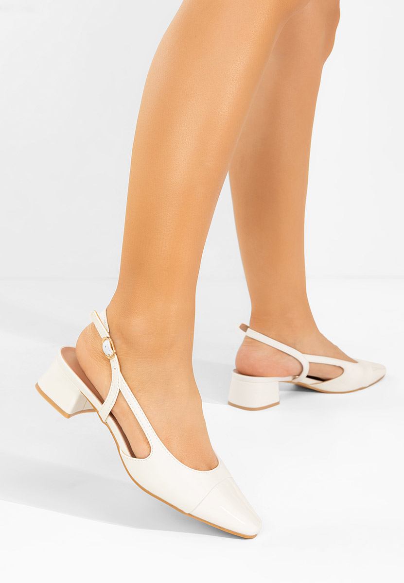 Pantofi slingback Alexonia albi