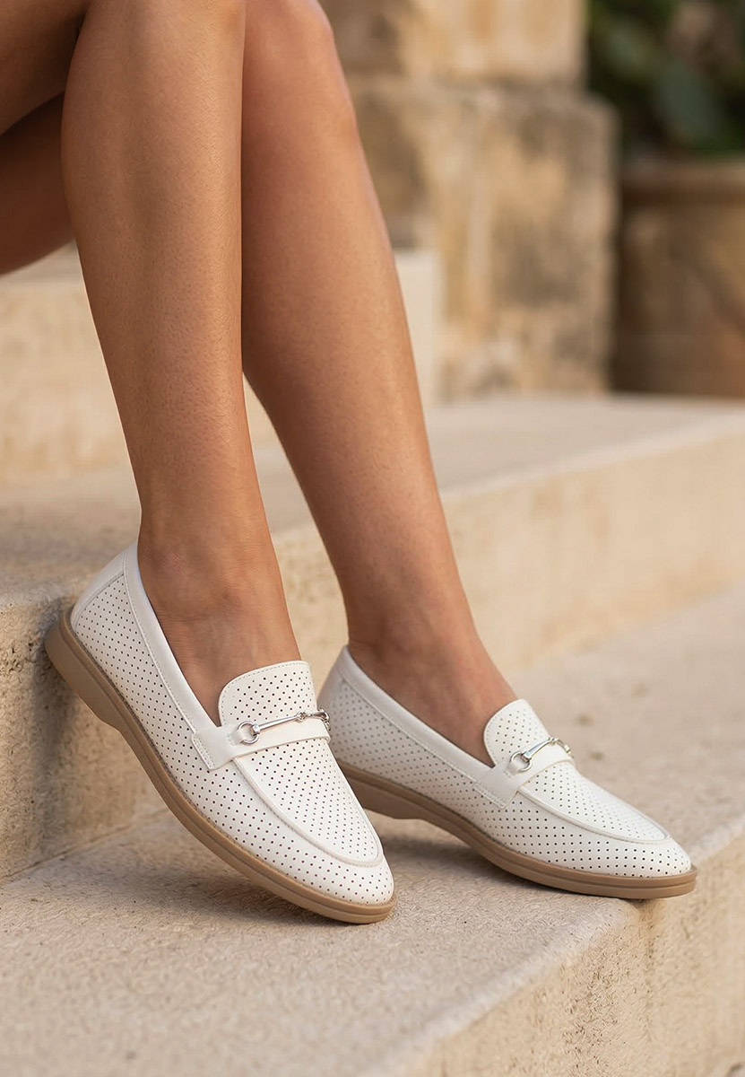 Mocasini dama Morvana V2 albi