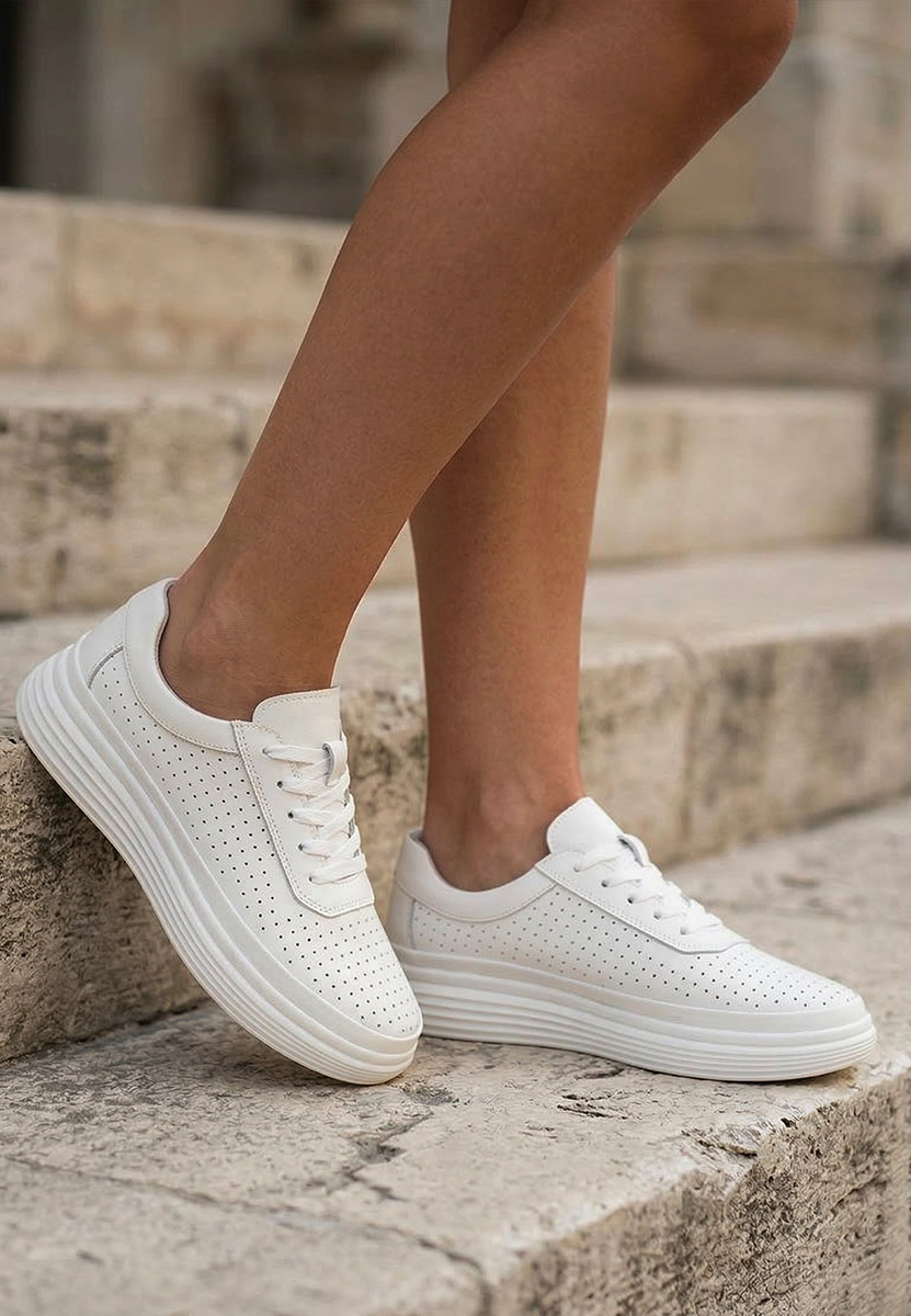 Sneakers dama piele Nederia albi