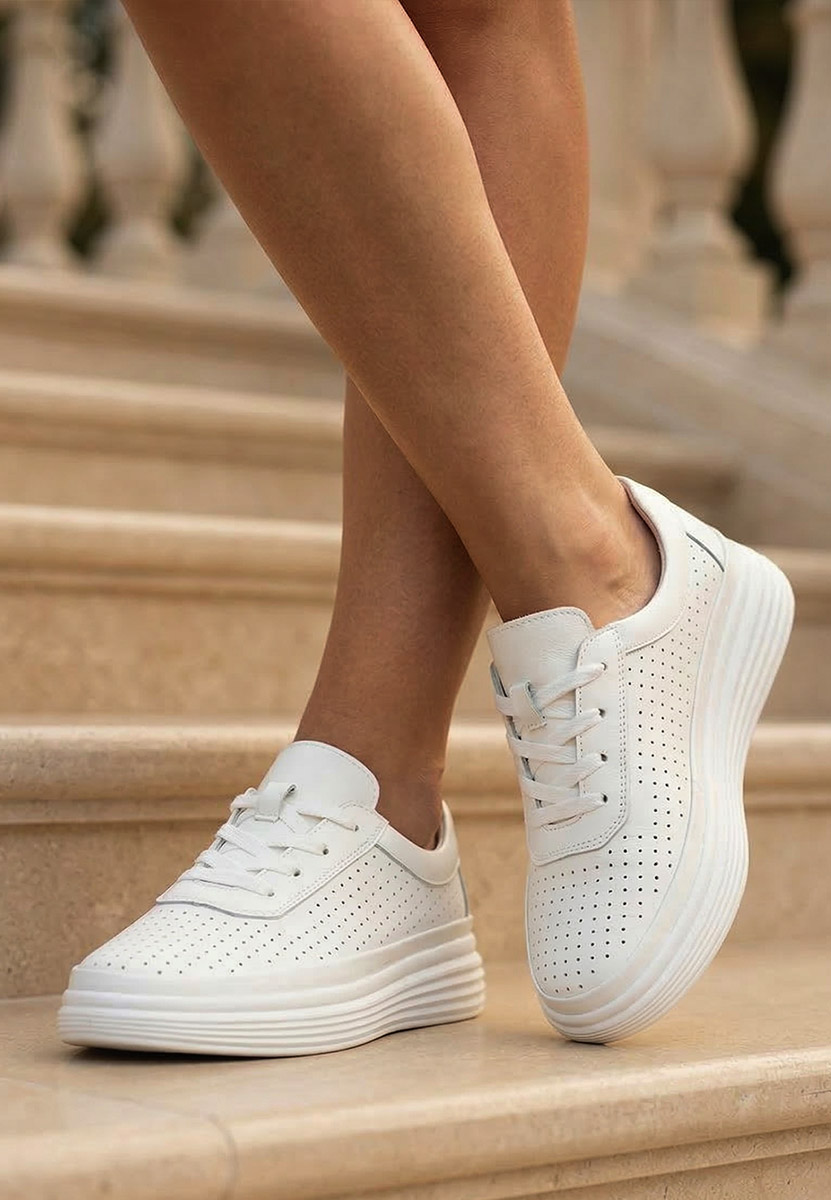 Sneakers dama piele Nederia albi