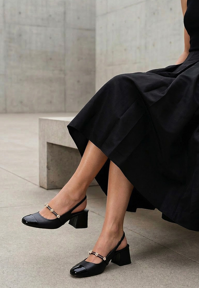 Pantofi cu toc mediu Paecia negri