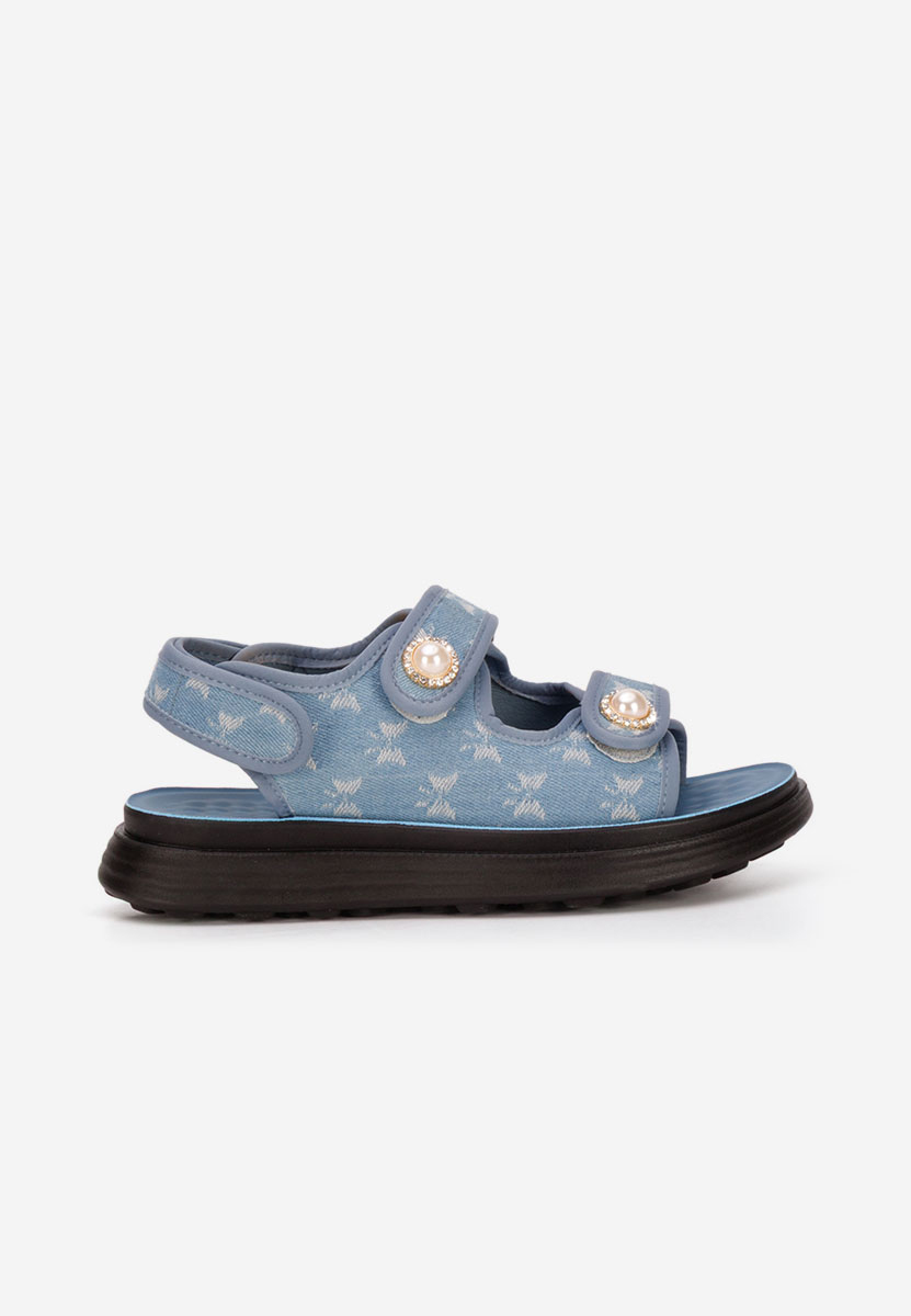 Sandale dama fara toc Mellanya albastre