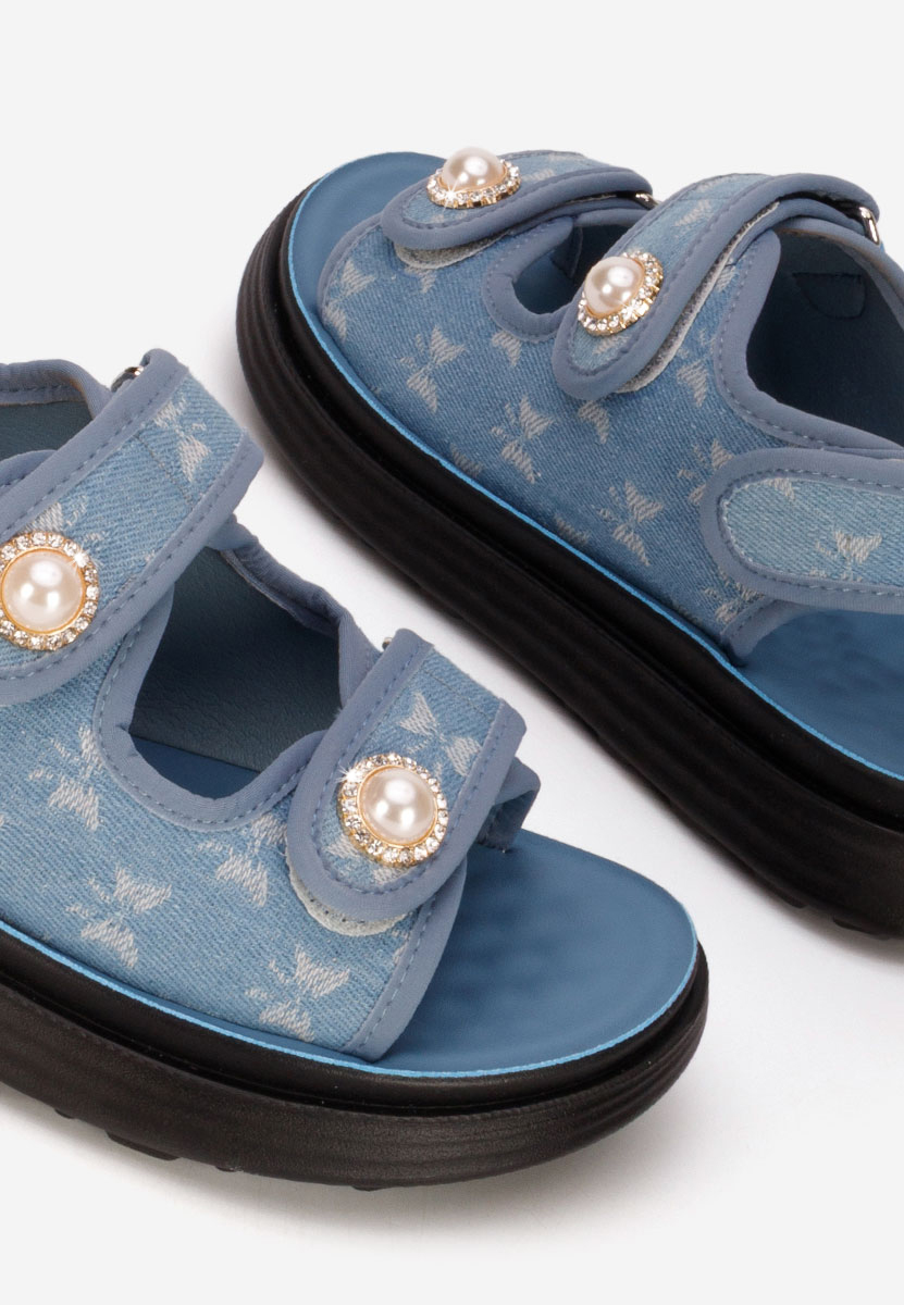 Sandale dama fara toc Mellanya albastre