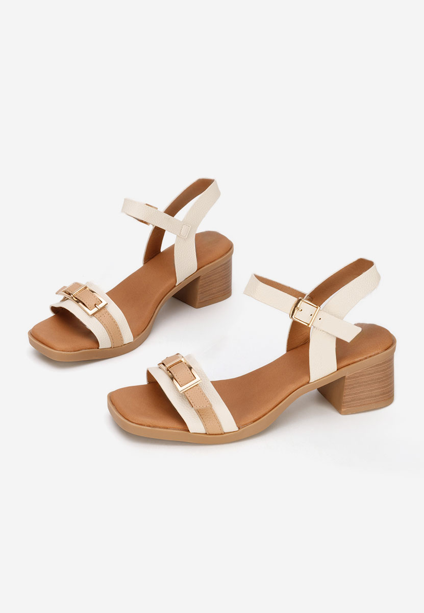 Sandale cu toc gros Iustinia bej