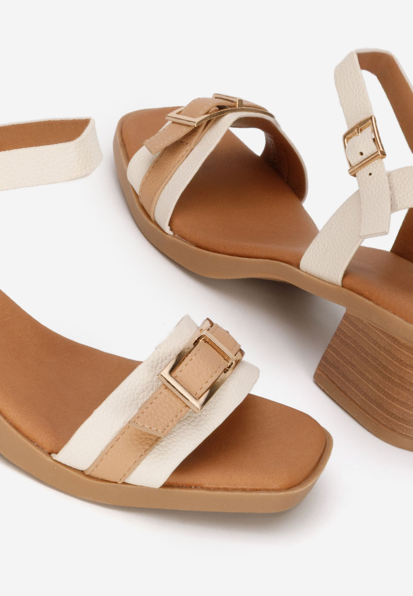 Sandale cu toc gros Iustinia bej