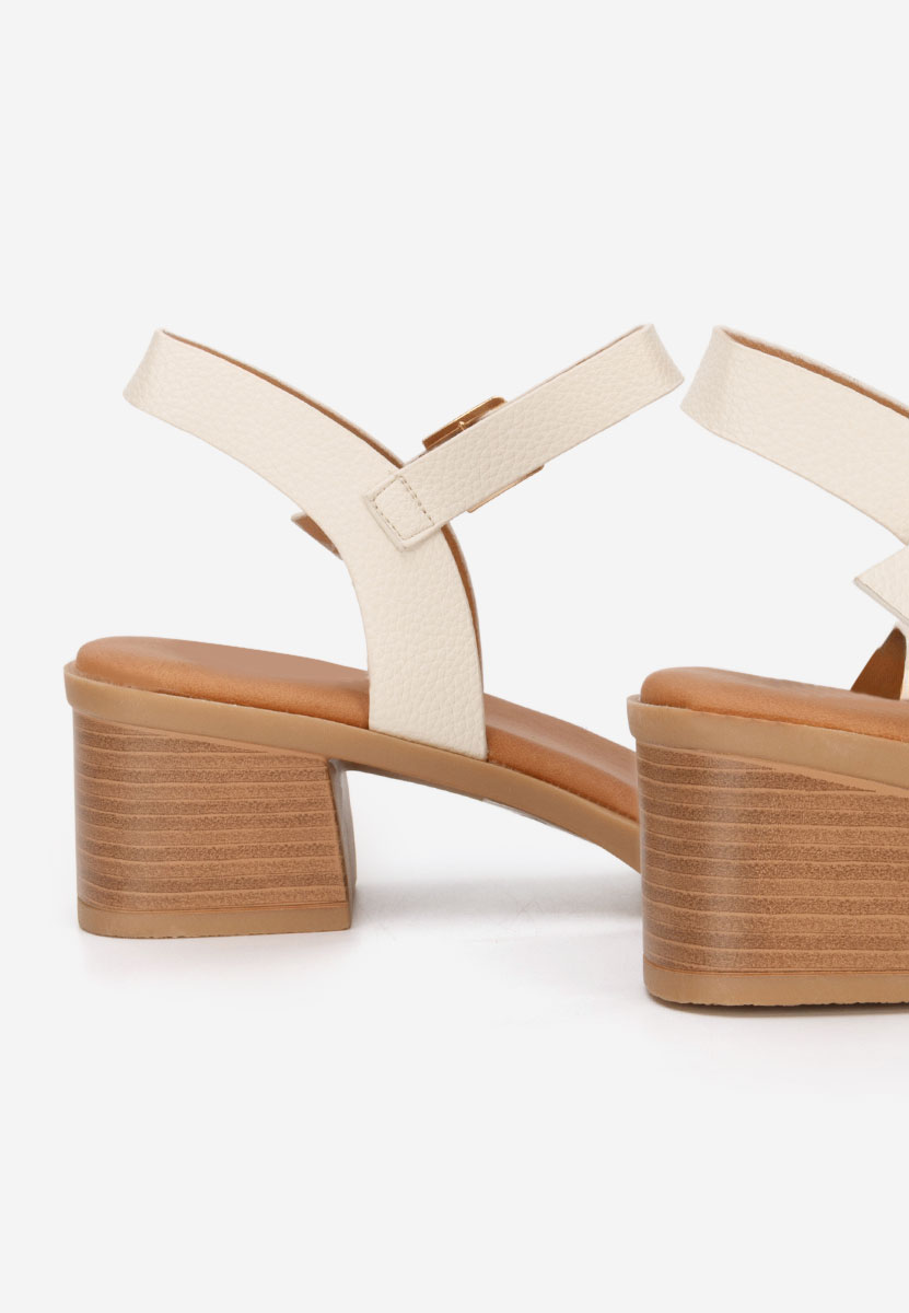 Sandale cu toc gros Iustinia bej