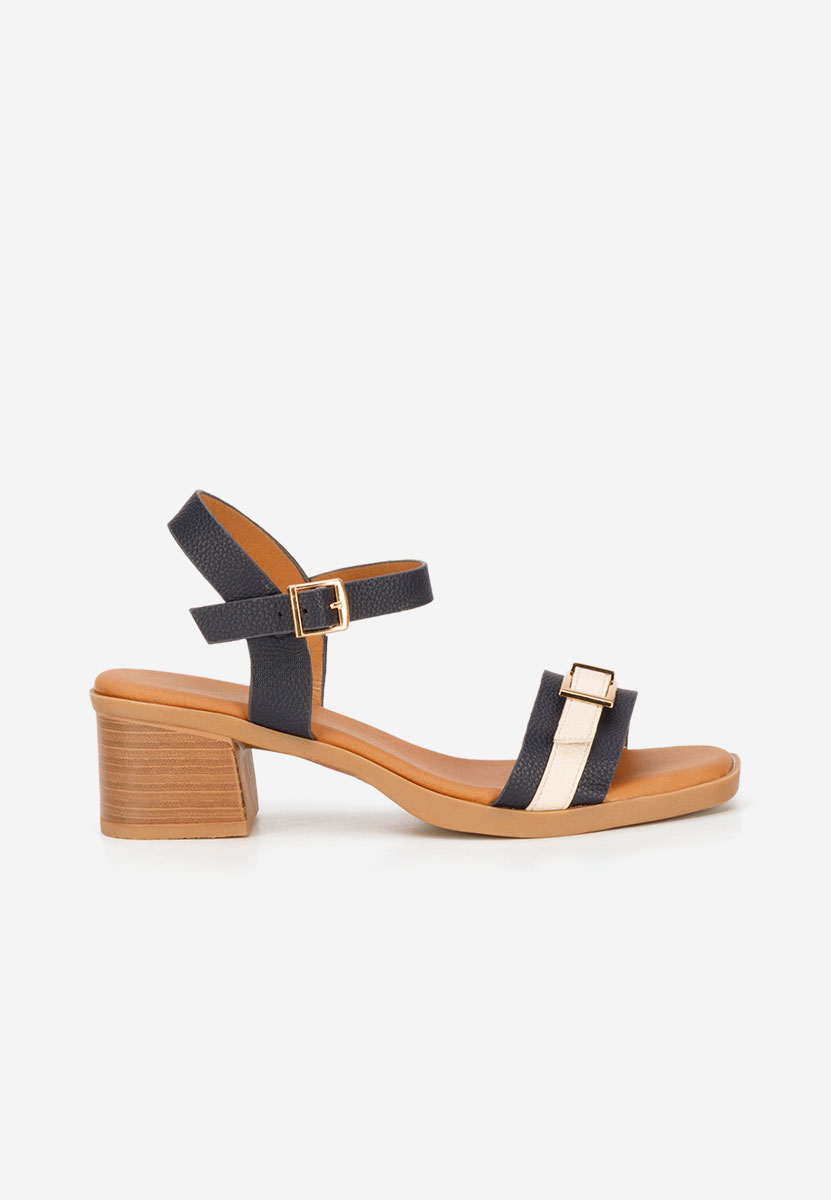 Sandale cu toc gros Iustinia navy
