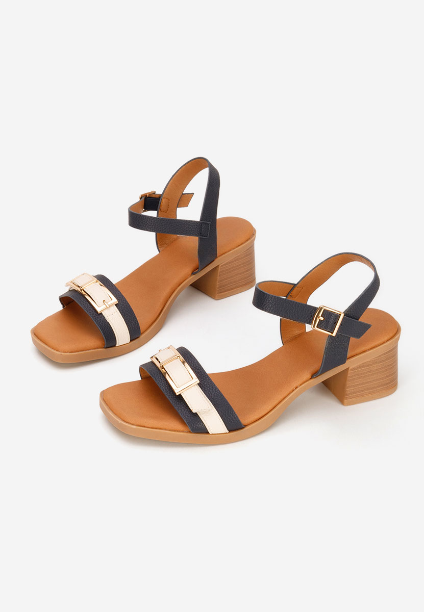 Sandale cu toc gros Iustinia navy