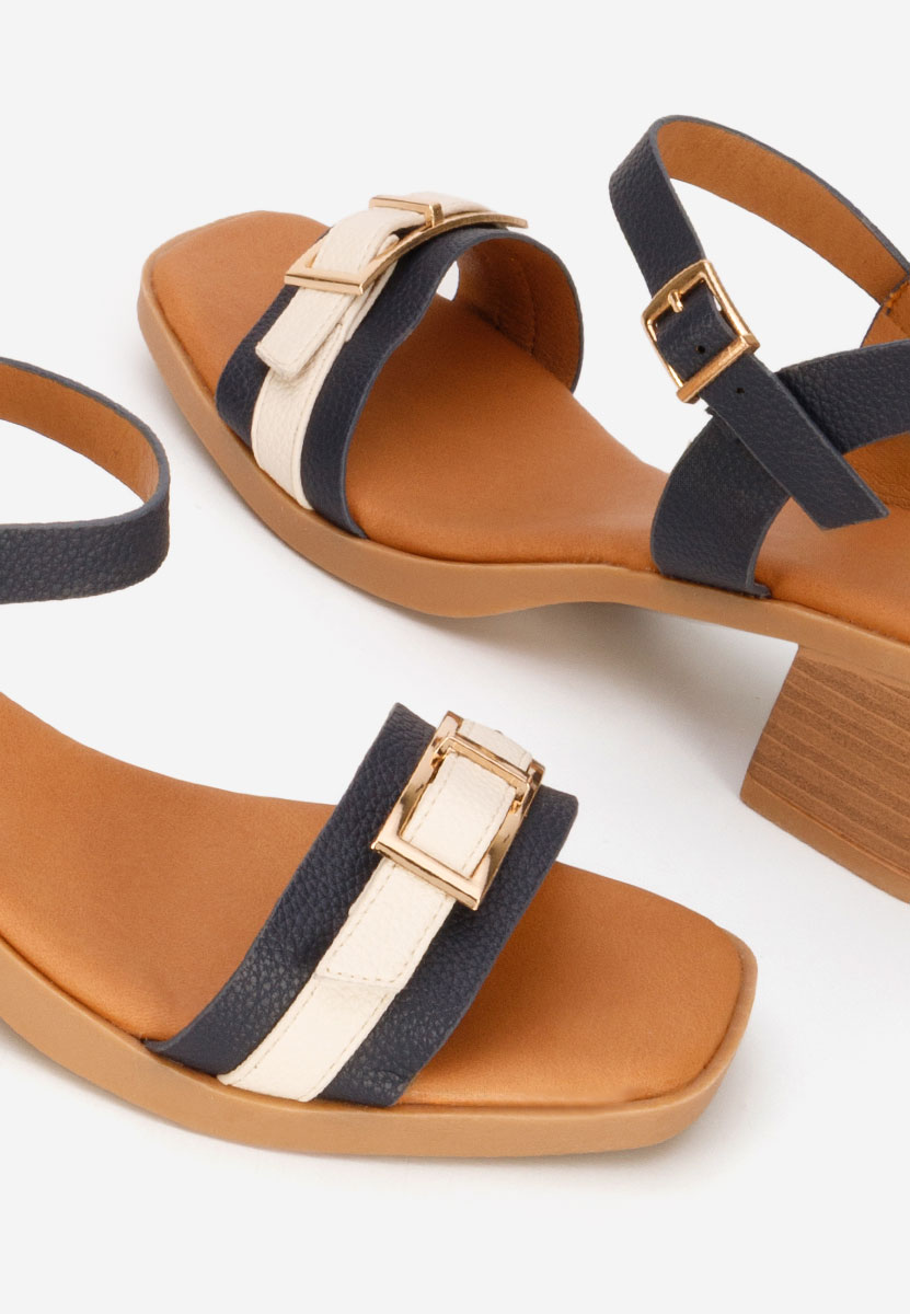 Sandale cu toc gros Iustinia navy