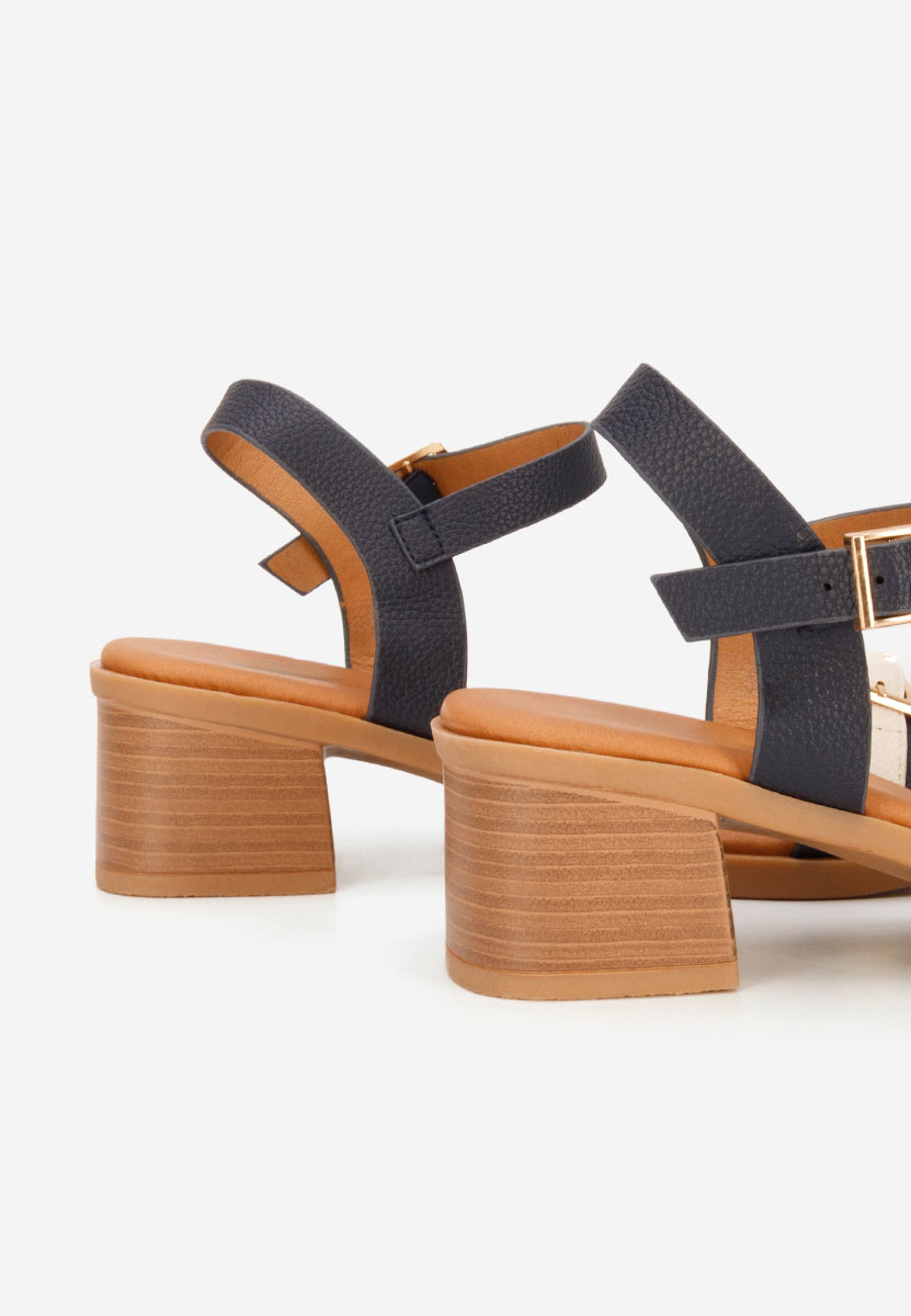 Sandale cu toc gros Iustinia navy