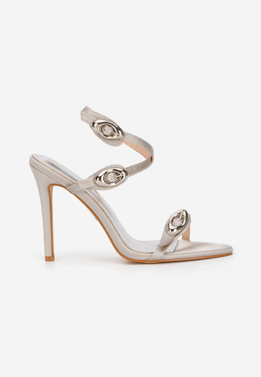 Sandale cu toc subtire Romella gri