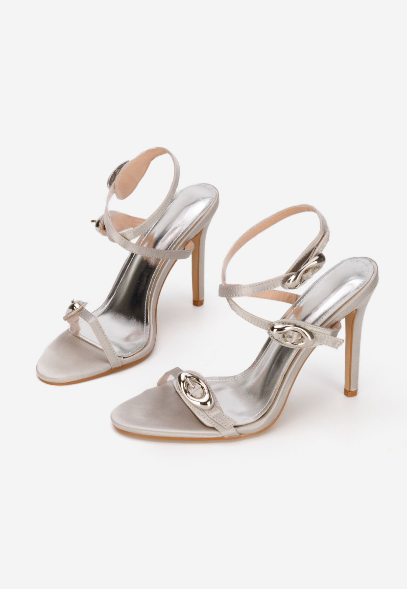 Sandale cu toc subtire Romella gri