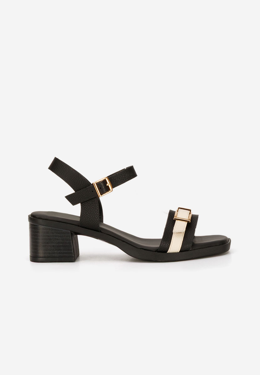 Sandale cu toc gros Iustinia negre