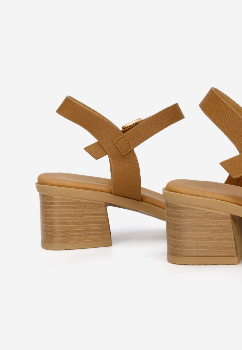Sandale cu toc gros Iustinia camel