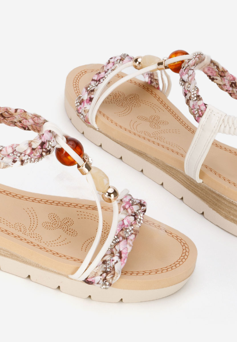 Sandale cu talpa groasa Geoania albe