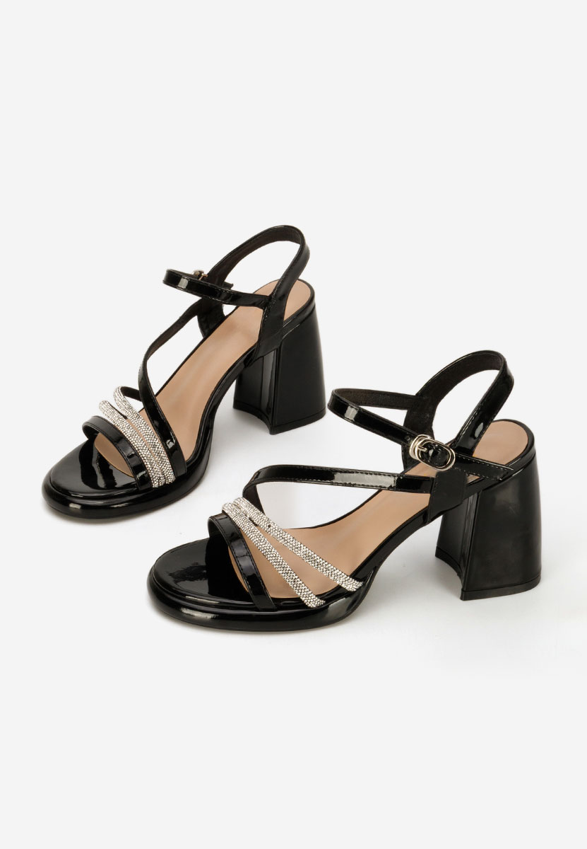Sandale cu toc gros Bogdana negre