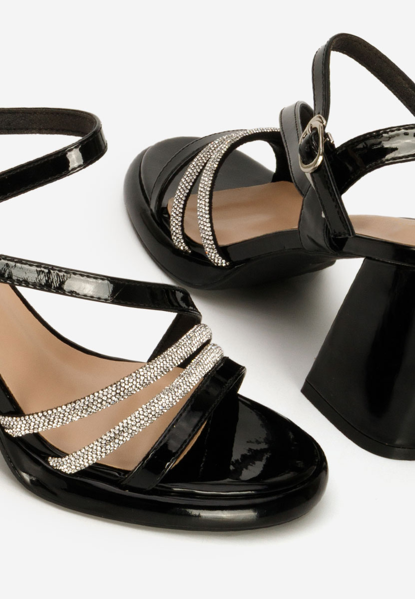 Sandale cu toc gros Bogdana negre