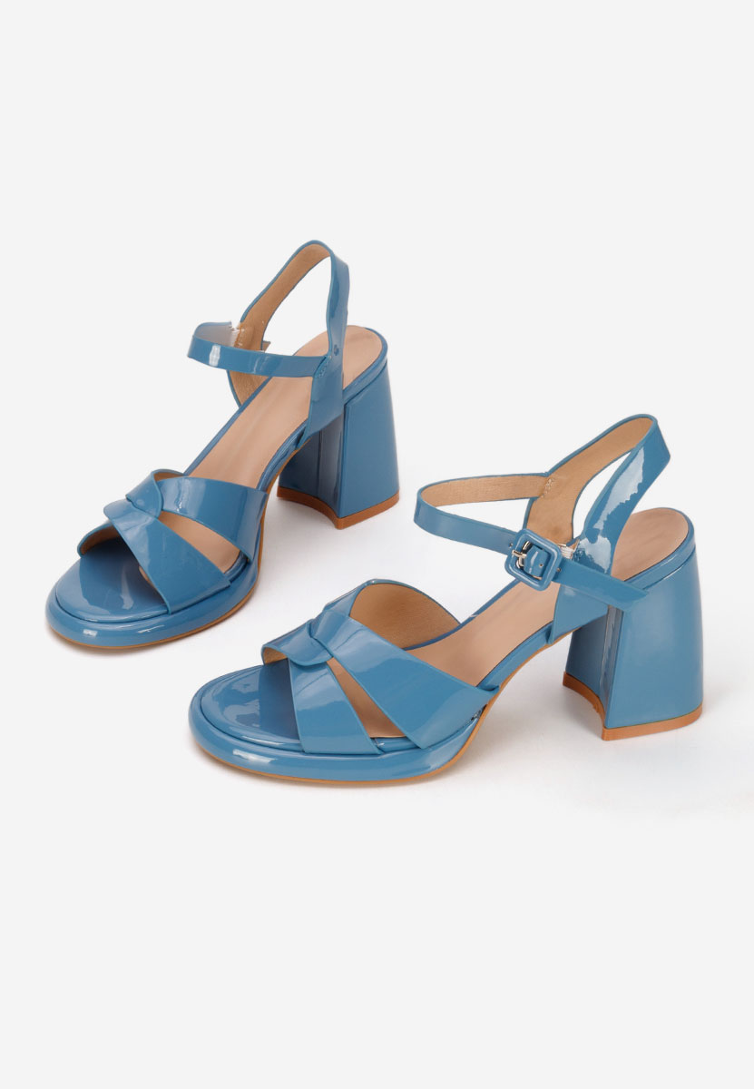 Sandale cu toc gros Lorenda albastre