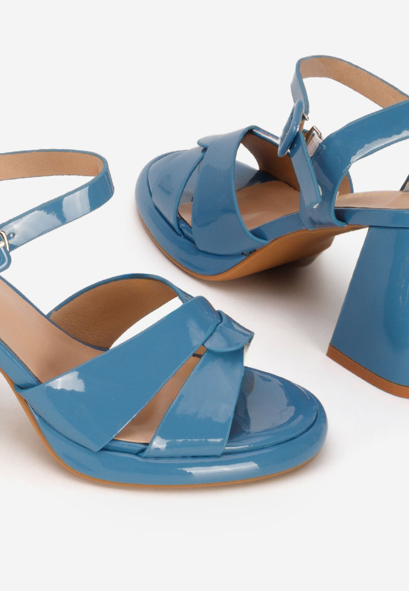 Sandale cu toc gros Lorenda albastre