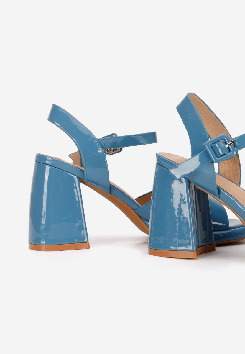 Sandale cu toc gros Lorenda albastre
