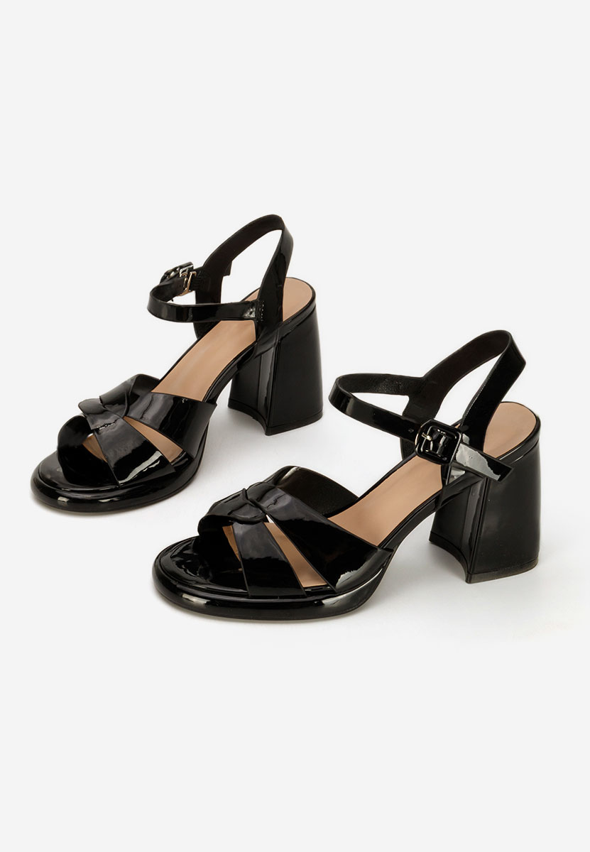 Sandale cu toc gros Lorenda negre