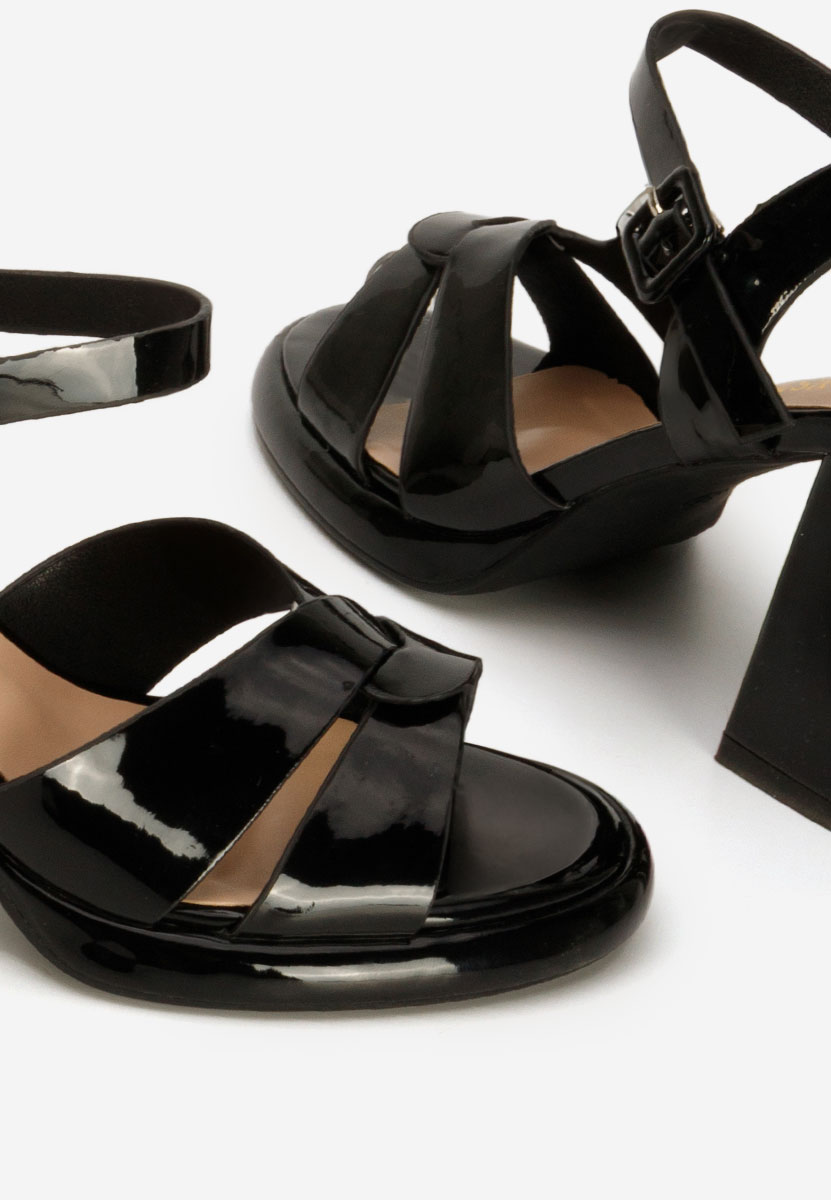 Sandale cu toc gros Lorenda negre