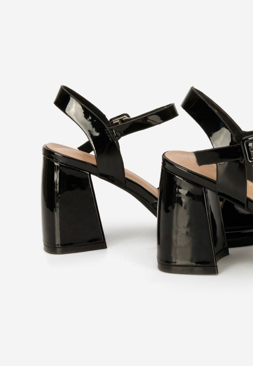 Sandale cu toc gros Lorenda negre